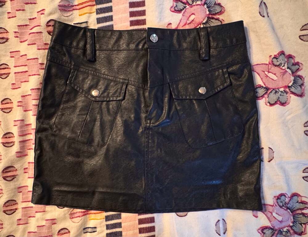 Y2K Moto Leather Mini Downtown Cool Indie Sleaze Model Off Duty Dark Feminine